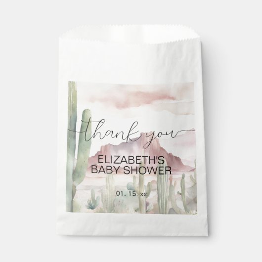 Boho Modern Desert Natuur Cactus Baby shower Bedankzakje (Voorkant)