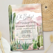 Boho Modern Desert Natuur Cactus Baby shower