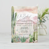 Boho Modern Desert Natuur Cactus Baby shower Kaart (Staand voorkant)