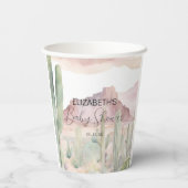 Boho Modern Desert Natuur Cactus Baby shower Papieren Bekers (Achterkant)