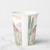 Boho Modern Desert Natuur Cactus Baby shower Papieren Bekers (Links)