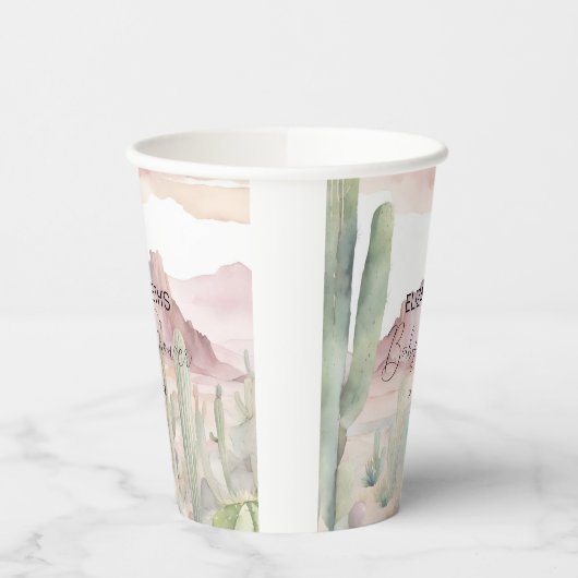 Boho Modern Desert Natuur Cactus Baby shower Papieren Bekers (Links)