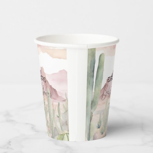 Boho Modern Desert Natuur Cactus Baby shower Papieren Bekers (Rechts)