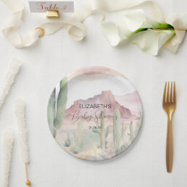 Boho Modern Desert Natuur Cactus Baby shower Papieren Bordje