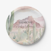 Boho Modern Desert Natuur Cactus Baby shower Papieren Bordje (Voorkant)