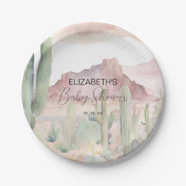 Boho Modern Desert Natuur Cactus Baby shower Papieren Bordje