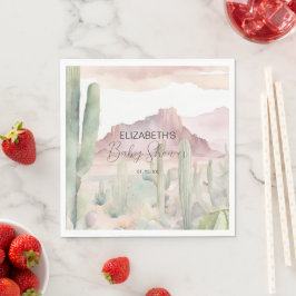 Boho Modern Desert Natuur Cactus Baby shower Servet