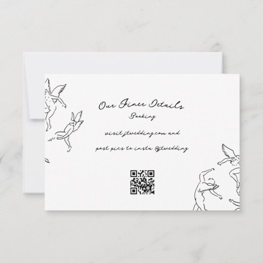 Boho Modern Doodle Wedding Website QR Code RSVP Kaartje (Achterkant)