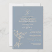 Boho Modern Dusty Blue Floral Wedding Kaart (Voorkant)