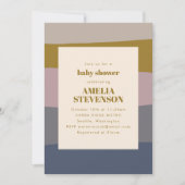 Boho Modern Dusty Mauve Blue Striped Baby shower Kaart (Voorkant)