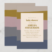 Boho Modern Dusty Mauve Blue Striped Baby shower Kaart (Voorkant / Achterkant)