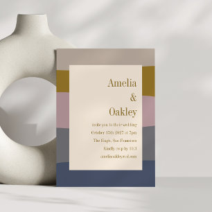 Boho Modern Dusty Mauve Goud Beige Gestreepte Brui Kaart