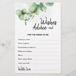 Boho Modern Eucalyptus Wedding Wishes Advice Kaart