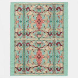 Boho Modern Fleur de Lis Deco Pink, Cream, Aqua Fleece Deken