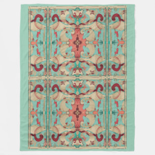 Boho Modern Fleur de Lis Deco Pink, Cream, Aqua Fleece Deken