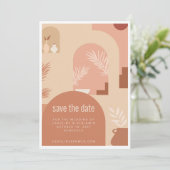 Boho Modern Floral Art Terracotta Arch Save The Date (Staand voorkant)