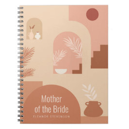 Boho Modern Floral Art Terracotta Bridal Partij Notitieboek