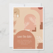 Boho Modern Floral Art Terracotta Simple Save The Date (Voorkant)