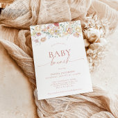 Boho Modern Floral Baby shower | Girl Baby Brunch Kaart