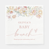 Boho Modern Floral Baby shower Papieren servetten (Voorkant)