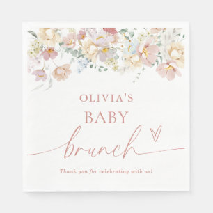 Boho Modern Floral Baby shower Papieren servetten