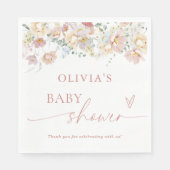Boho Modern Floral Baby shower Papieren servetten (Voorkant)