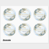 Boho Modern Floral Blue Gold Greenery Quinceañera Ronde Sticker (Vel)