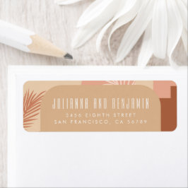 Boho Modern Floral Blush Terracotta Return Address Etiket