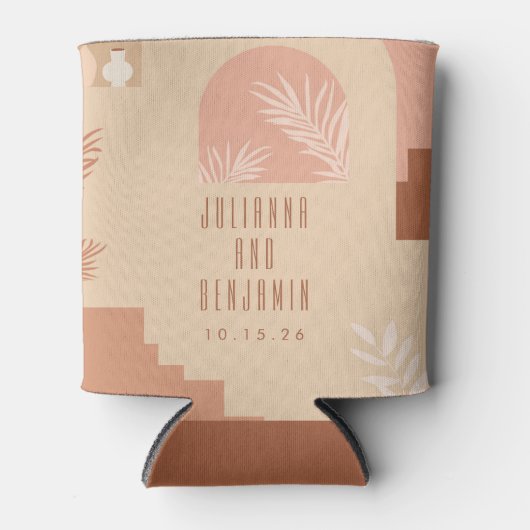 Boho Modern Floral Blush Terracotta Wedding Custom Blikjeskoeler (Voorkant)