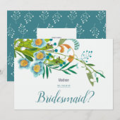 Boho Modern Floral Lily van Valley bruidsmeisje Kaart (Voorkant / Achterkant)