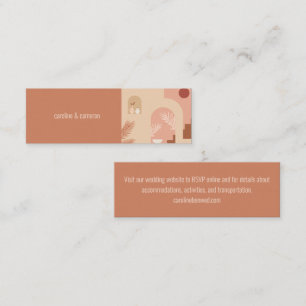 Boho Modern Floral Terracotta Wedding RSVP Kaart Mini Visitekaartje