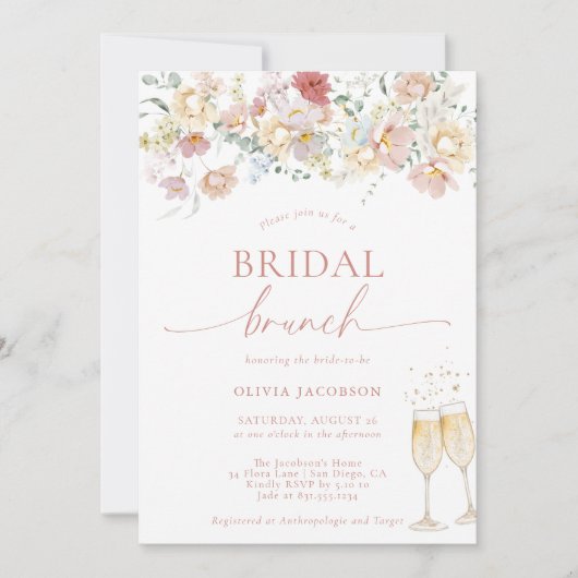 Boho Modern Floral Vrijgezellenfeest | Bridal Brun Kaart (Voorkant)