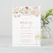 Boho Modern Floral Vrijgezellenfeest | Bridal Brun Kaart (Staand voorkant)