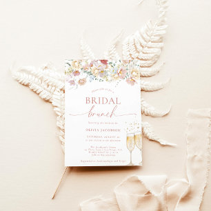 Boho Modern Floral Vrijgezellenfeest   Bridal Brun Kaart
