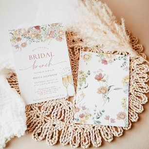 Boho Modern Floral Vrijgezellenfeest   Bridal Brun Kaart