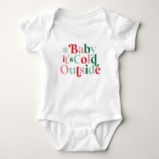 Boho Modern Font Baby Het is koud buiten Kerstmis Romper (Voorkant)