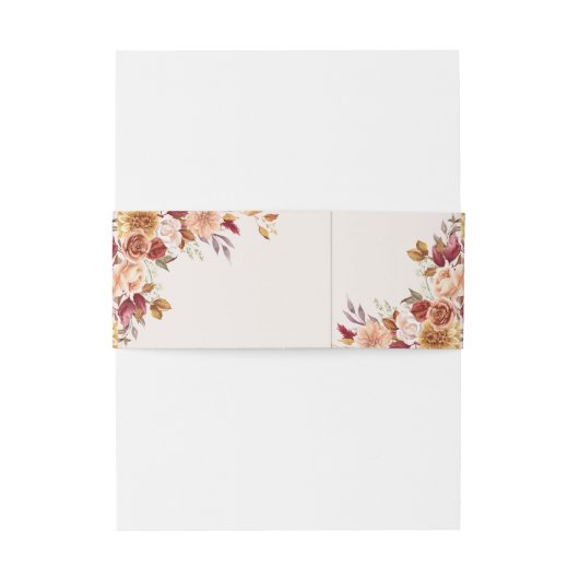 Boho Modern Gebrand Oranje Terracotta Bloemige Bru Uitnodigingen Wikkel (Achterkant Voorbeeld)