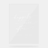 Boho Modern Gelukkig Wit Clear Wedding Welkom Acryl Bord (Voorkant)