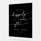 Boho Modern Gelukkig Wit Zwart Huwelijk Welkom Acryl Bord (Hoek)