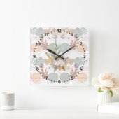 Boho modern geometric wallpaper vierkante klok (Huis)