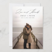 Boho Modern handgeschreven foto bruiloft Bedankkaart (Voorkant)