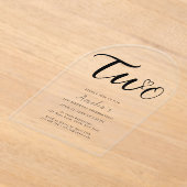 Boho Modern Heart Black Script 2e verjaardag Acryl Uitnodigingen (Laagn)