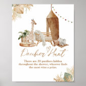 Boho Modern Heart Font Baby shower Fopspeen Hunt Poster (Voorkant)