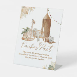 Boho Modern Heart Font Baby shower Fopspeen Hunt Reclamebord Met Voetstuk