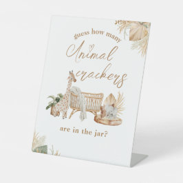 Boho Modern Heart Font Baby shower Guess Game Sign Reclamebord Met Voetstuk