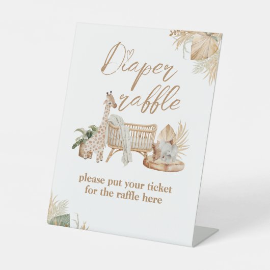 Boho Modern Heart Font Baby shower Luier Reclamebord Met Voetstuk (Voorkant)