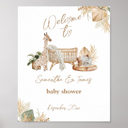 Boho Modern Heart Font Baby shower Welkom Poster (Voorkant)