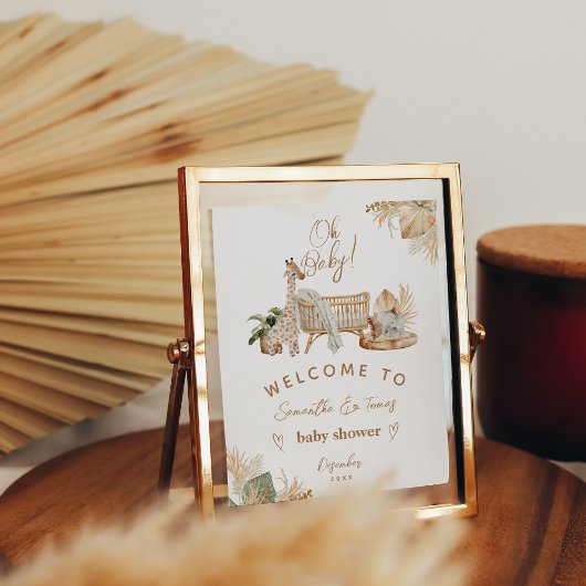 Boho Modern Heart Font Baby shower Welkom Poster