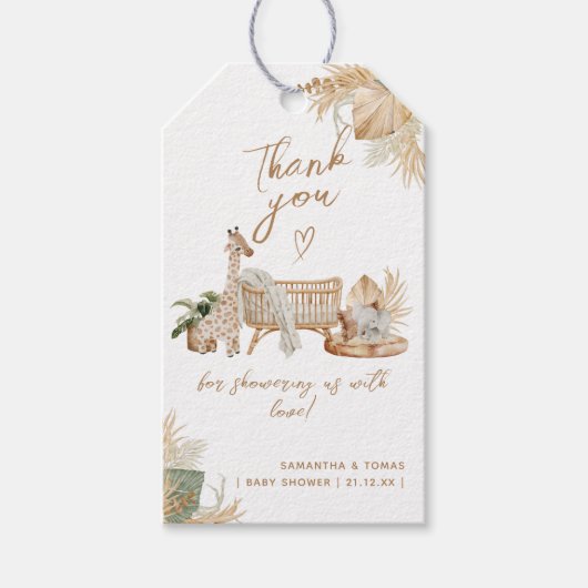 Boho Modern Heart Gender Neutraal Baby shower Cadeaulabel (Voorkant)