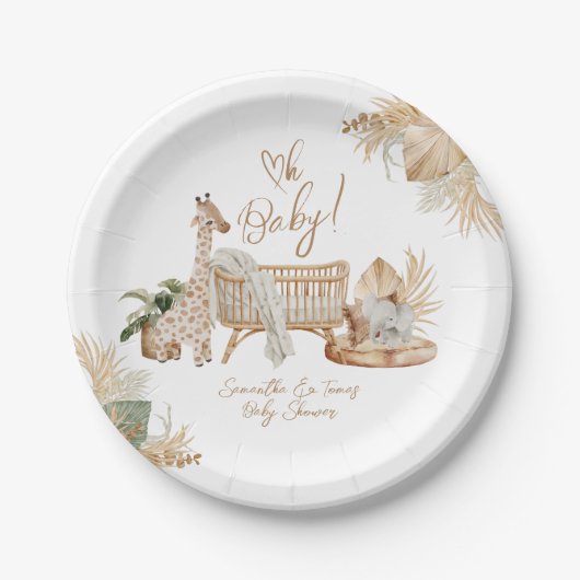 Boho Modern Heart Gender Neutraal Baby shower Papieren Bordje (Voorkant)